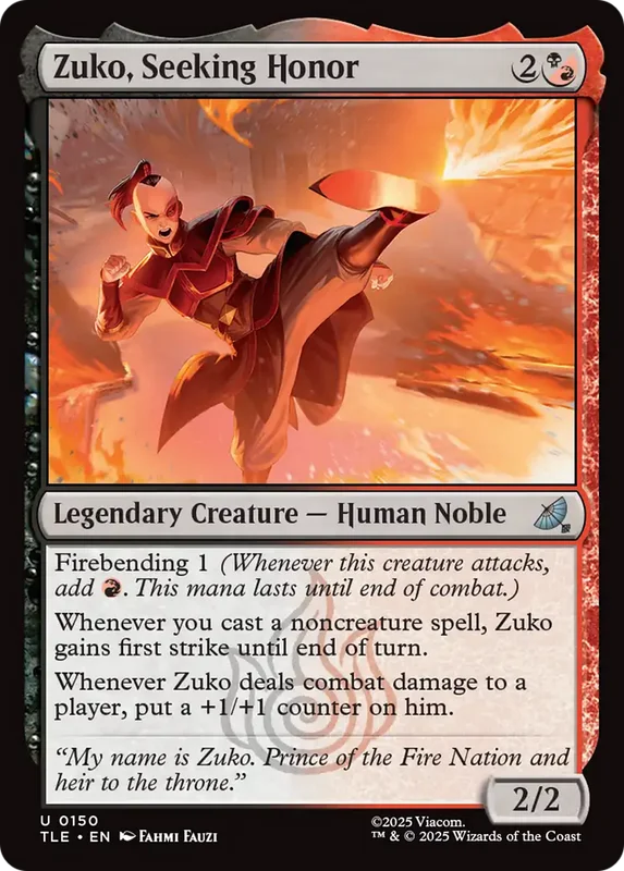 Zuko, Seeking Honor