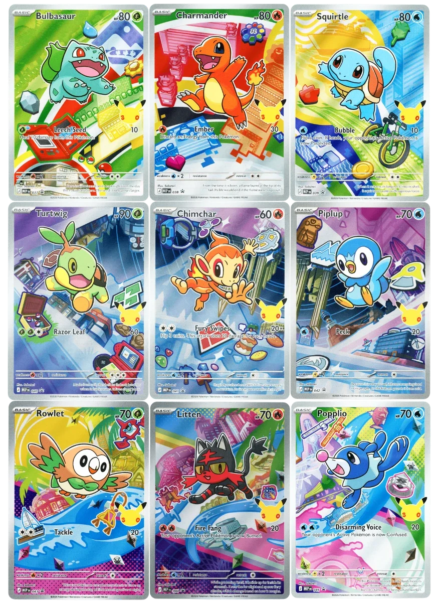 Pokémon TCG 30 Years First Partner Promo Set - Full 9 Illustration Rare Cards